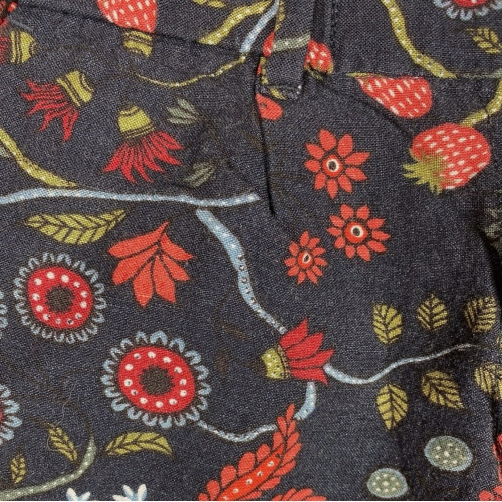 ANN TAYLOR LOFT Linen Blend Paisley Boho Fringe Hem Shorts in Navy Size S PETITE - Picture 6 of 15